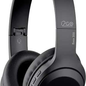 I2GO, Headphone Bass 300, Bluetooth, Microfone Integrado, Controle Multimídia, Até 10h de bateria, Tecnologia Dual Connect, Entrada cabo auxiliar P2 (incluso), Dobrável, Preto